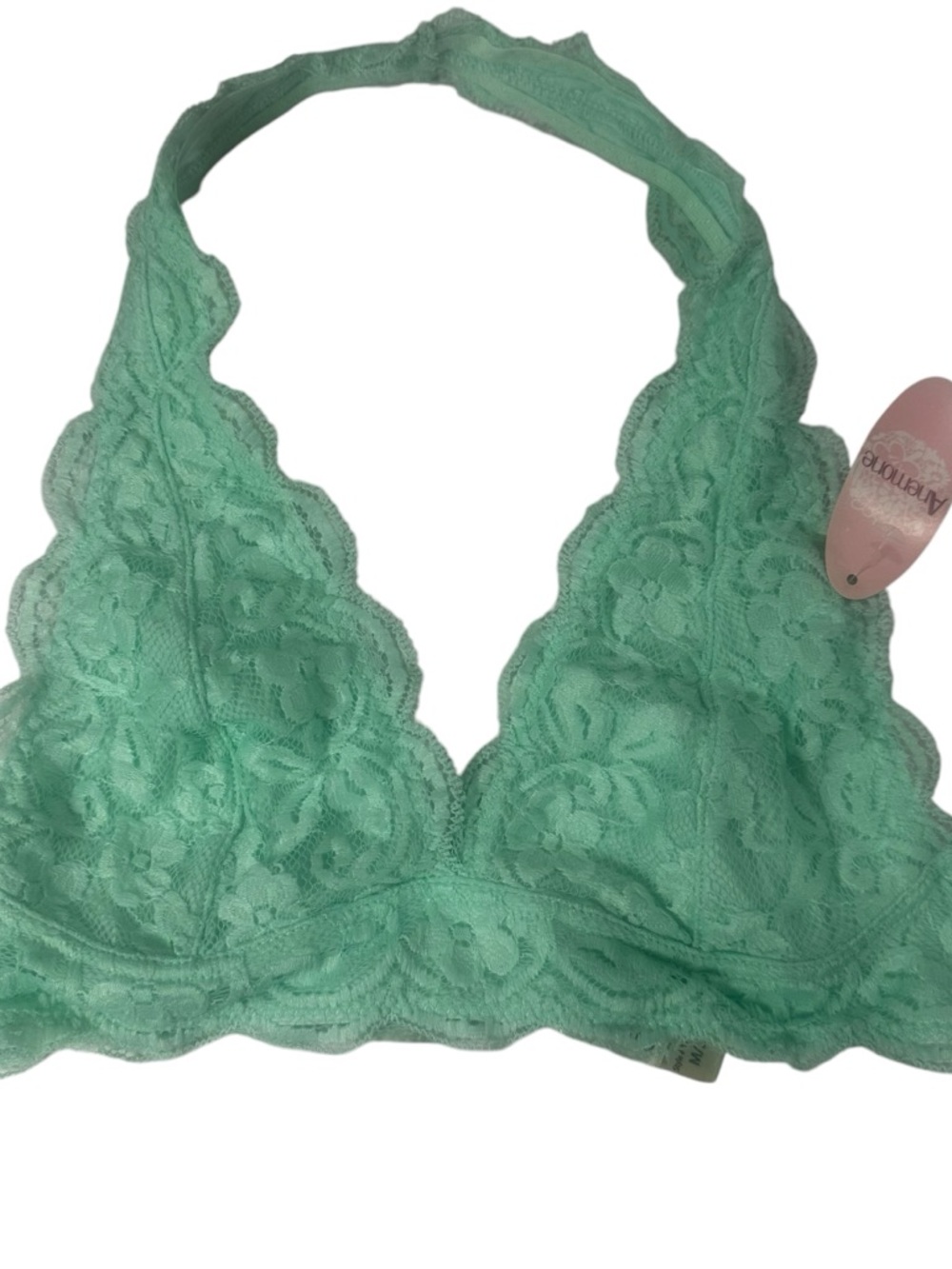 Anemone Mint Lace Halter Bralette M/L NWT